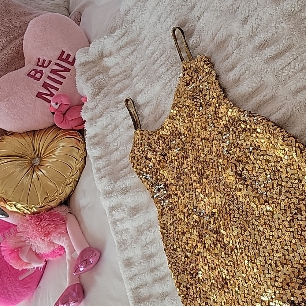 Vintage 80s / 90s Gold Sequin Slip Dress - Picture 9 of 10